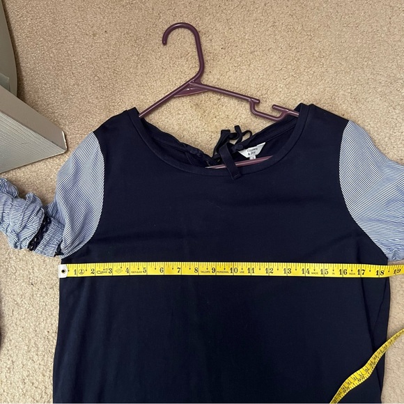 Crown & Ivy Navy and Light Gray Ruffle Long Sleeve Dress S - Picture 5 of 7